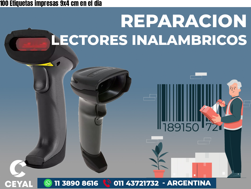 100 Etiquetas impresas 9x4 cm en el dia