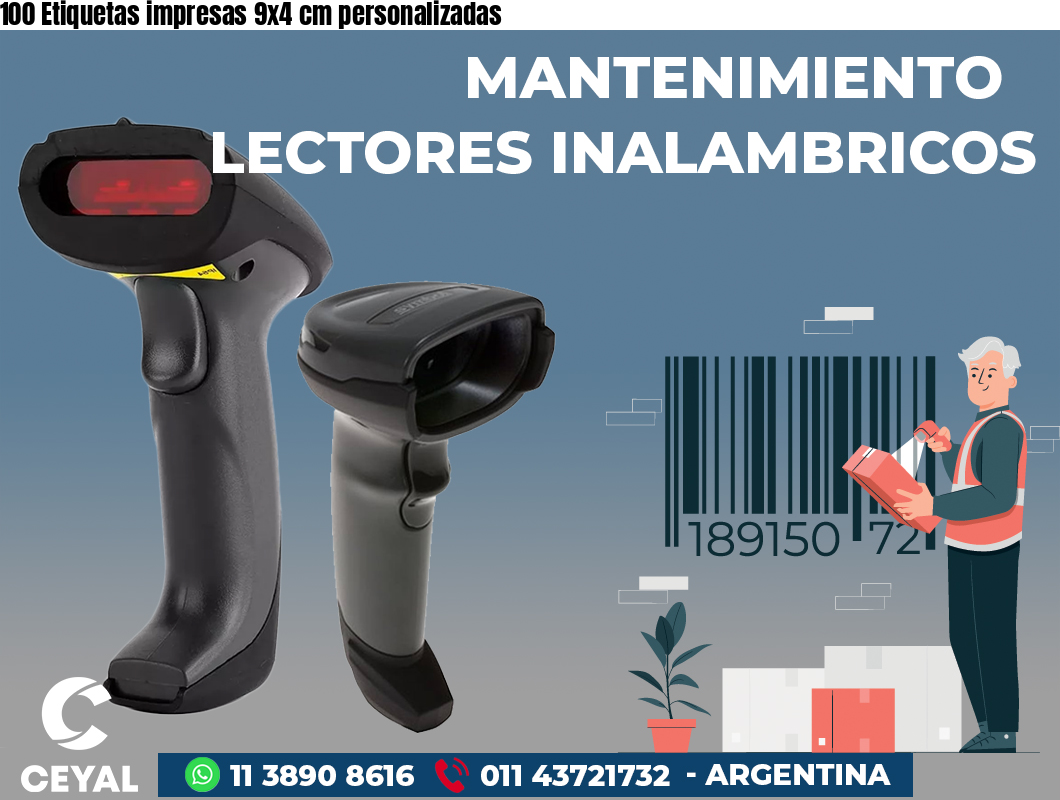 100 Etiquetas impresas 9x4 cm personalizadas