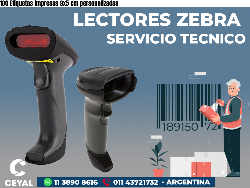100 Etiquetas impresas 9x5 cm personalizadas