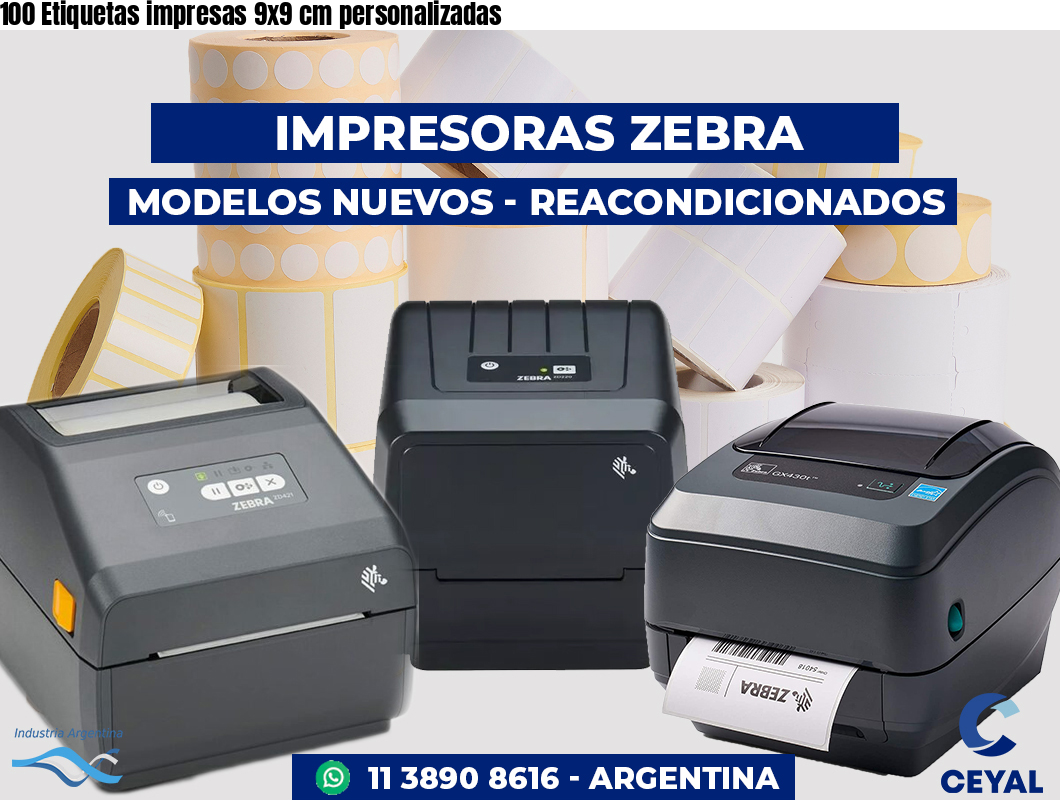 100 Etiquetas impresas 9x9 cm personalizadas