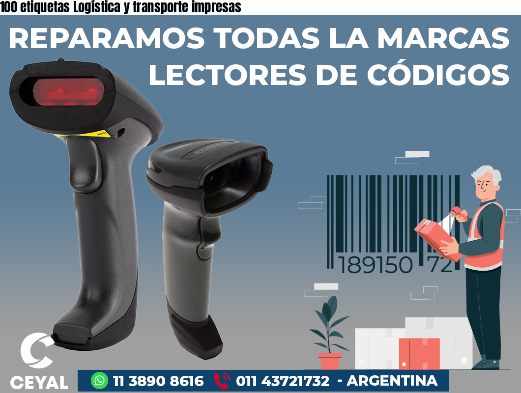 100 etiquetas Logística y transporte impresas
