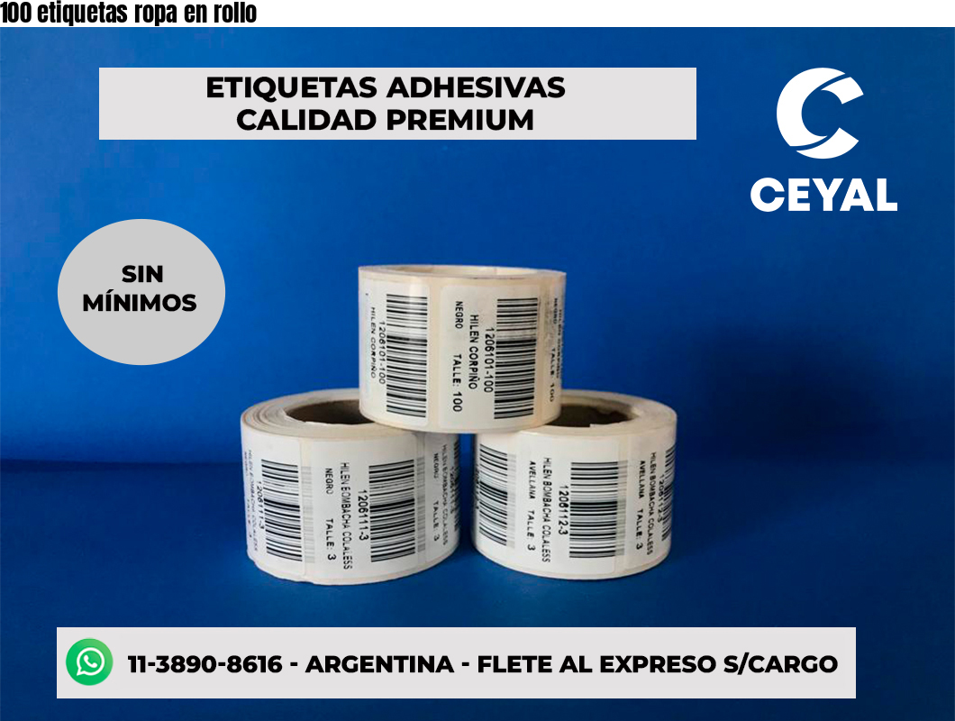 100 etiquetas ropa en rollo