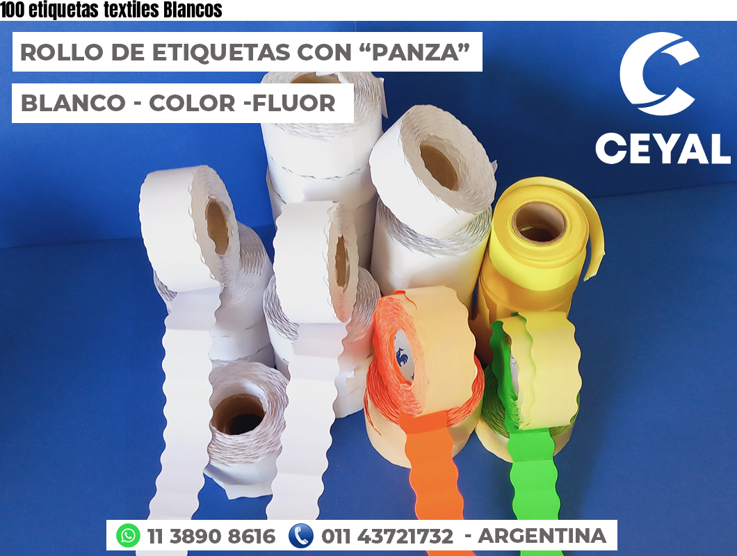 100 etiquetas textiles Blancos