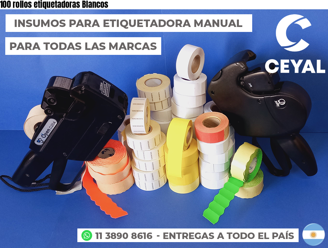 100 rollos etiquetadoras Blancos