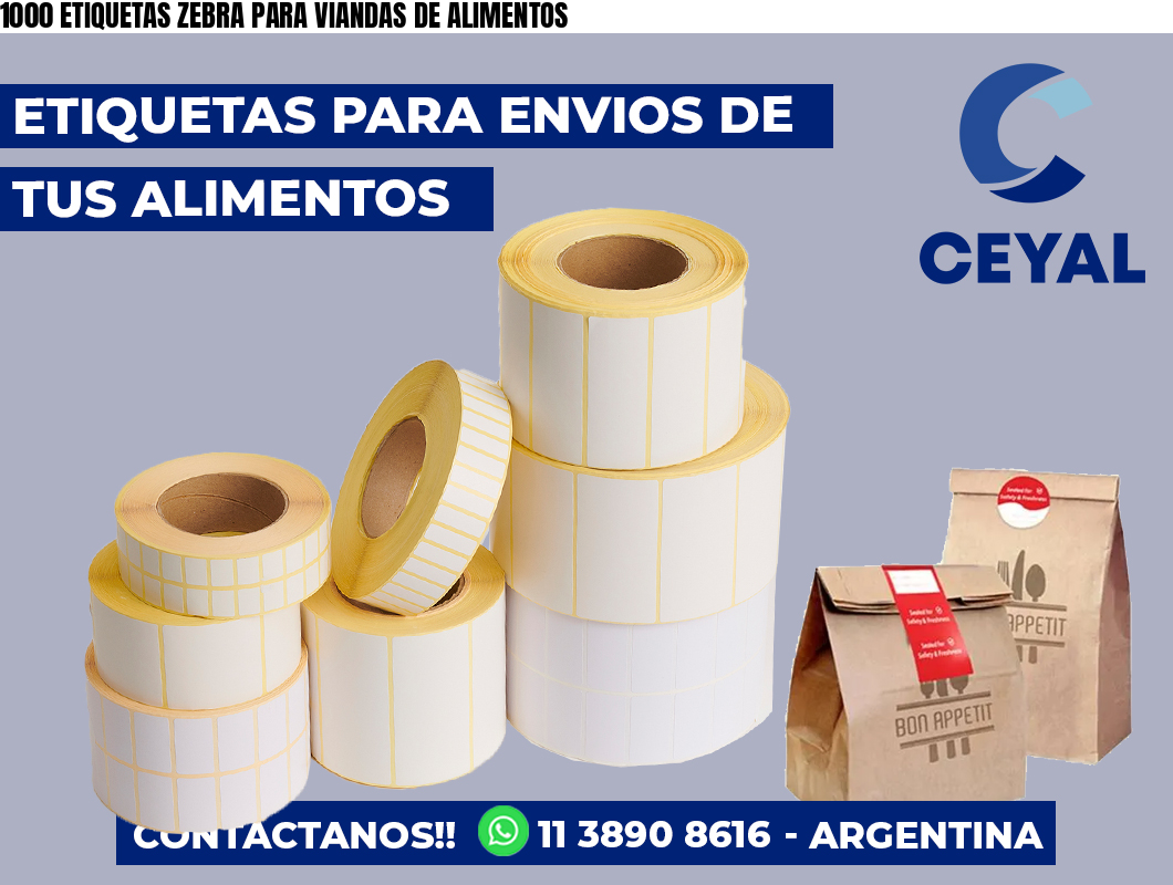 1000 ETIQUETAS ZEBRA PARA VIANDAS DE ALIMENTOS