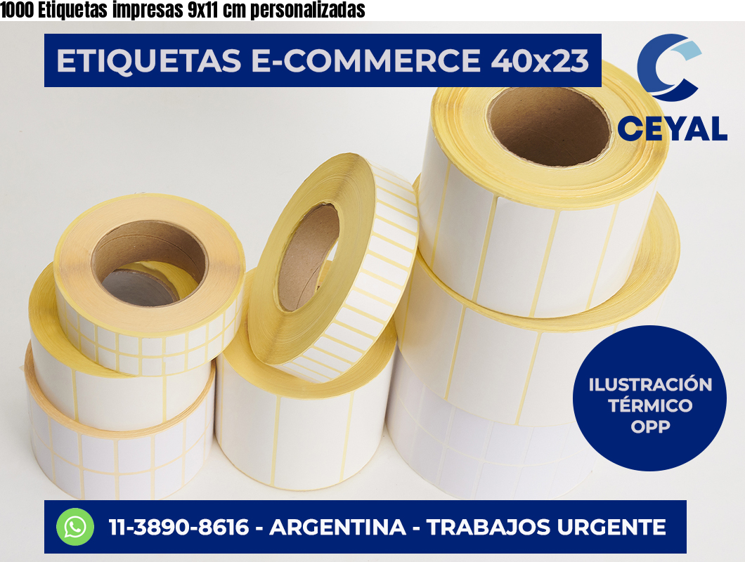 1000 Etiquetas impresas 9×11 cm personalizadas