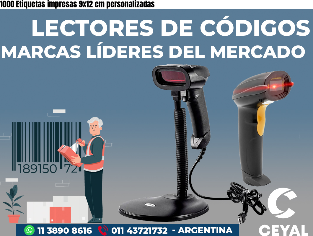 1000 Etiquetas impresas 9x12 cm personalizadas