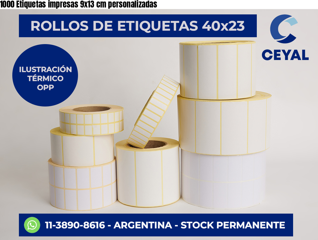 1000 Etiquetas impresas 9×13 cm personalizadas