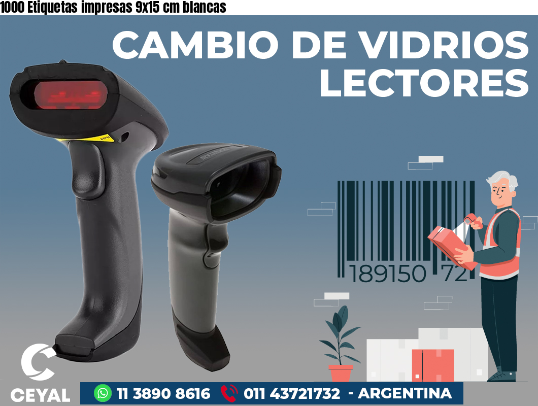 1000 Etiquetas impresas 9x15 cm blancas