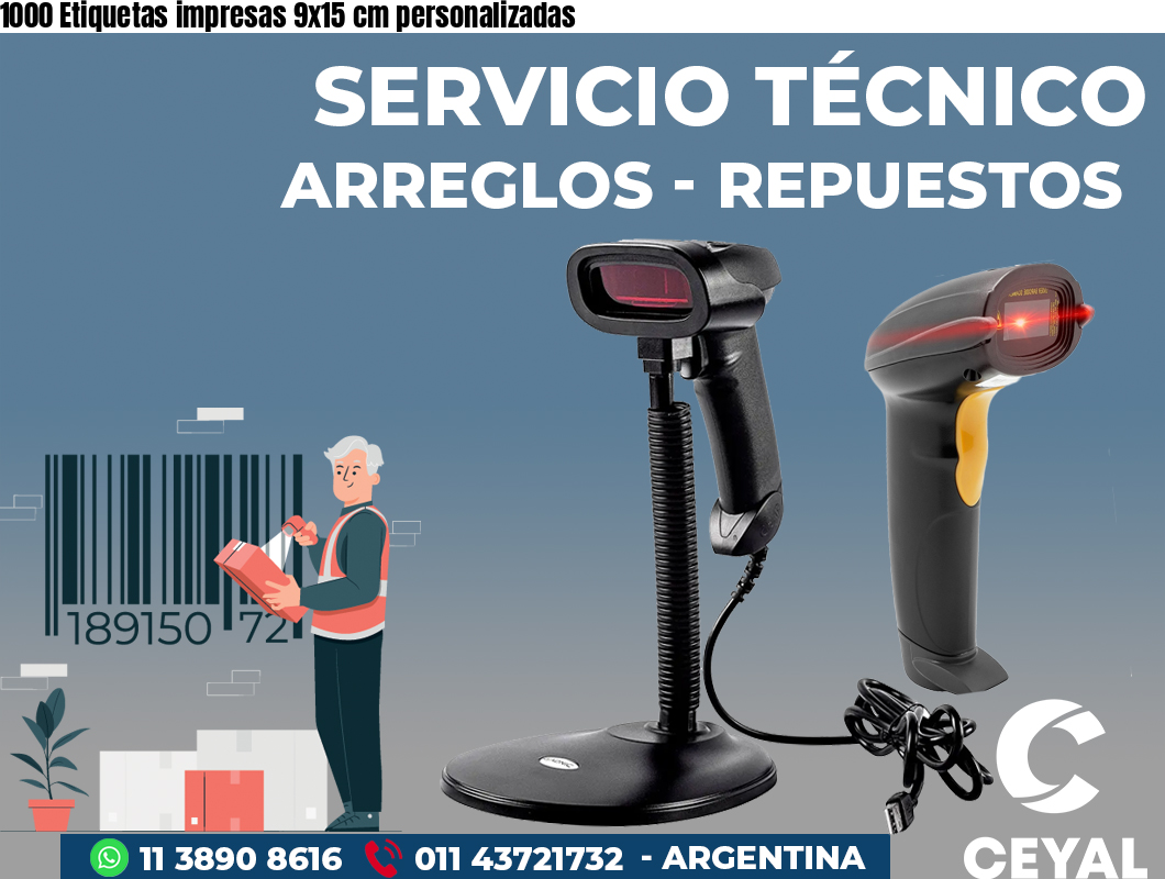 1000 Etiquetas impresas 9x15 cm personalizadas