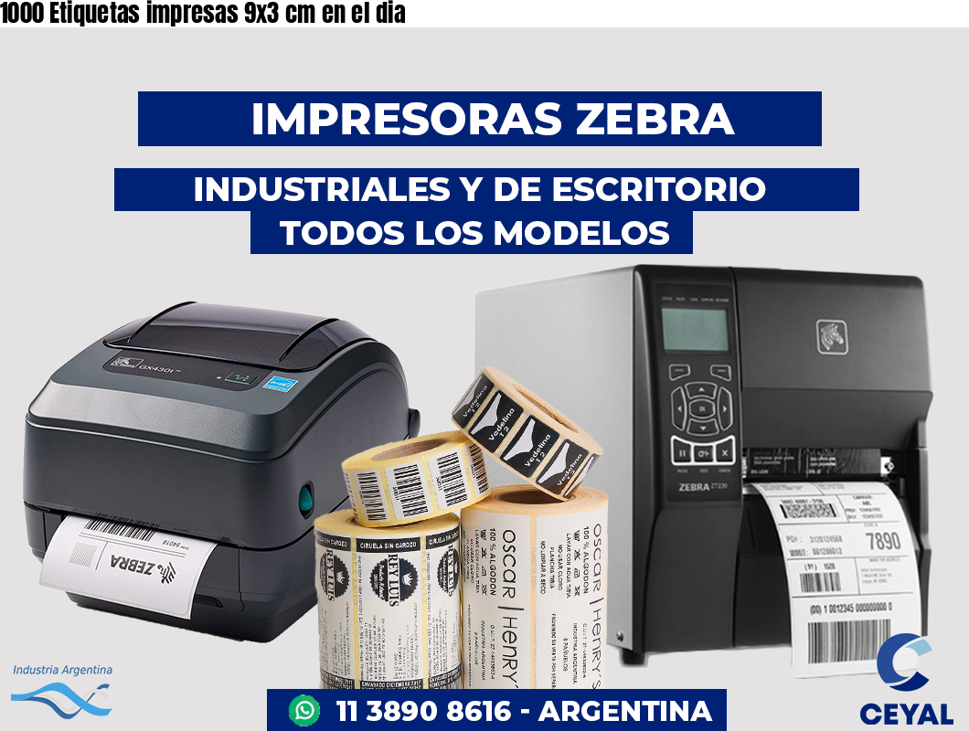 1000 Etiquetas impresas 9x3 cm en el dia