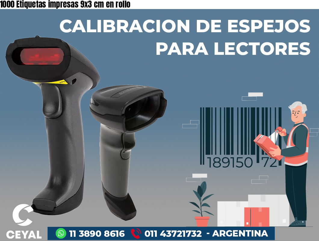 1000 Etiquetas impresas 9x3 cm en rollo