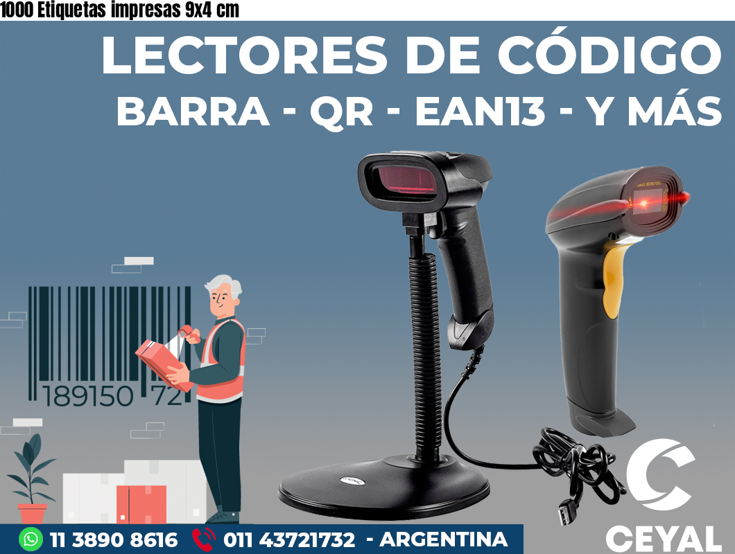 1000 Etiquetas impresas 9x4 cm