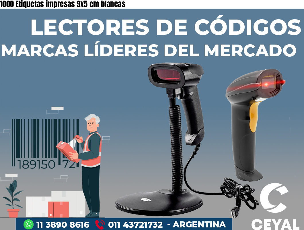 1000 Etiquetas impresas 9x5 cm blancas