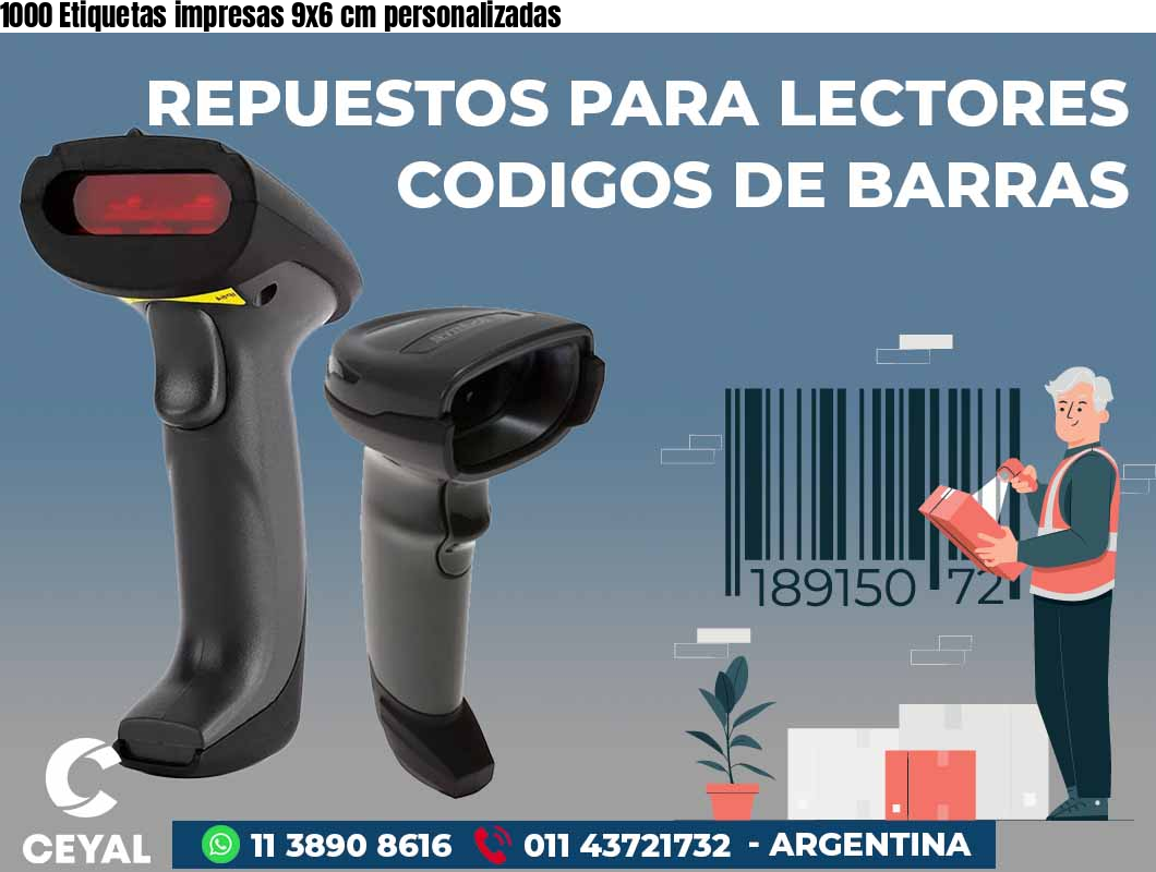 1000 Etiquetas impresas 9x6 cm personalizadas
