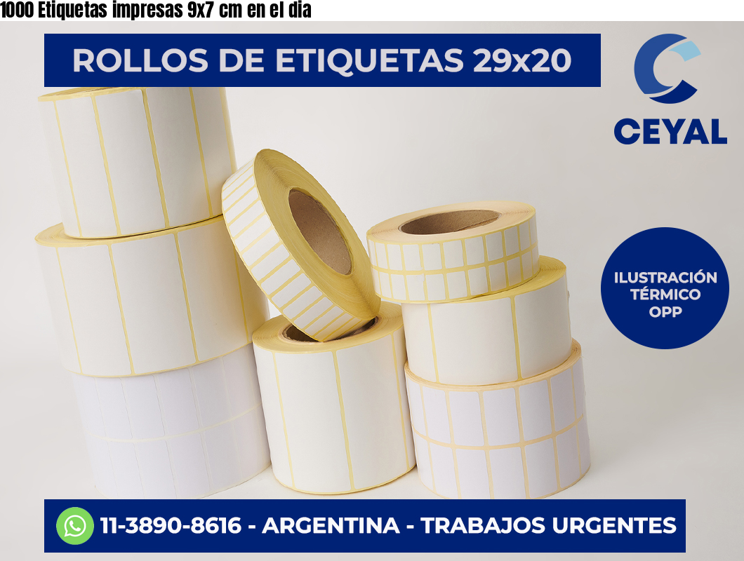 1000 Etiquetas impresas 9×7 cm en el dia