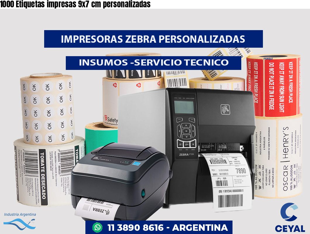 1000 Etiquetas impresas 9x7 cm personalizadas