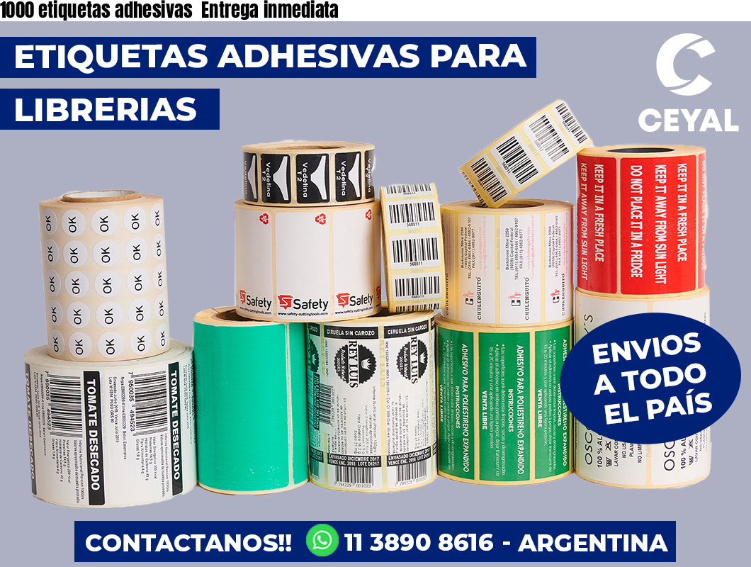 1000 etiquetas adhesivas Entrega inmediata