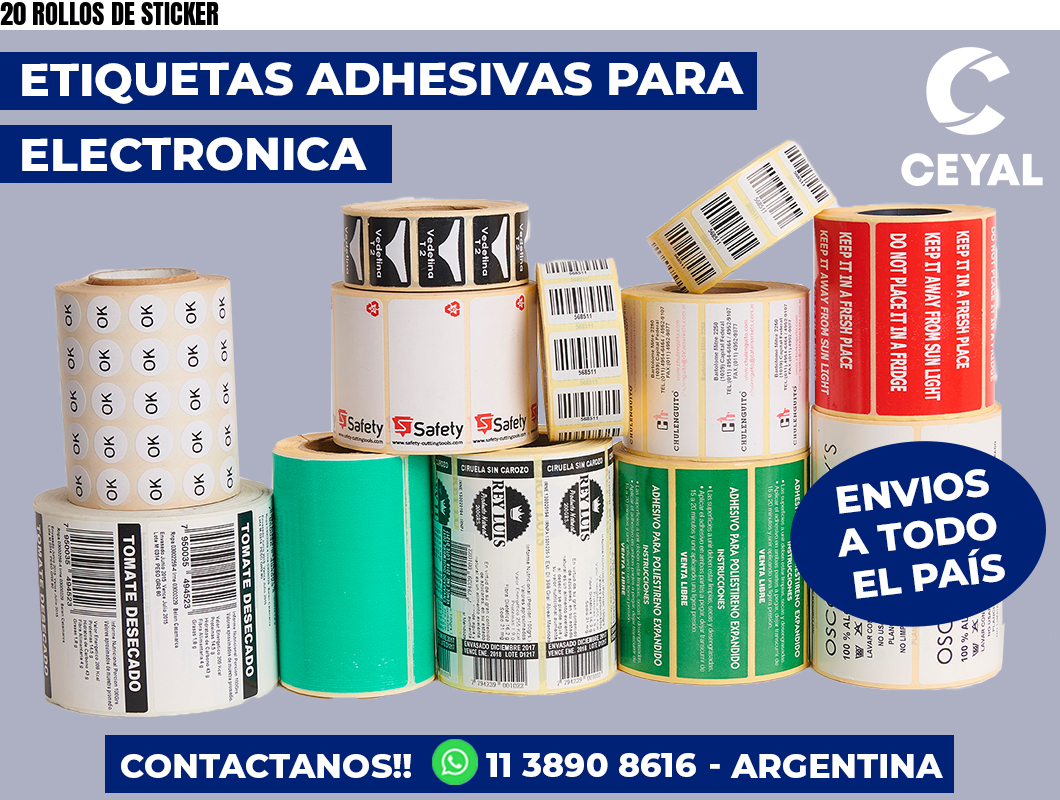 20 ROLLOS DE STICKER