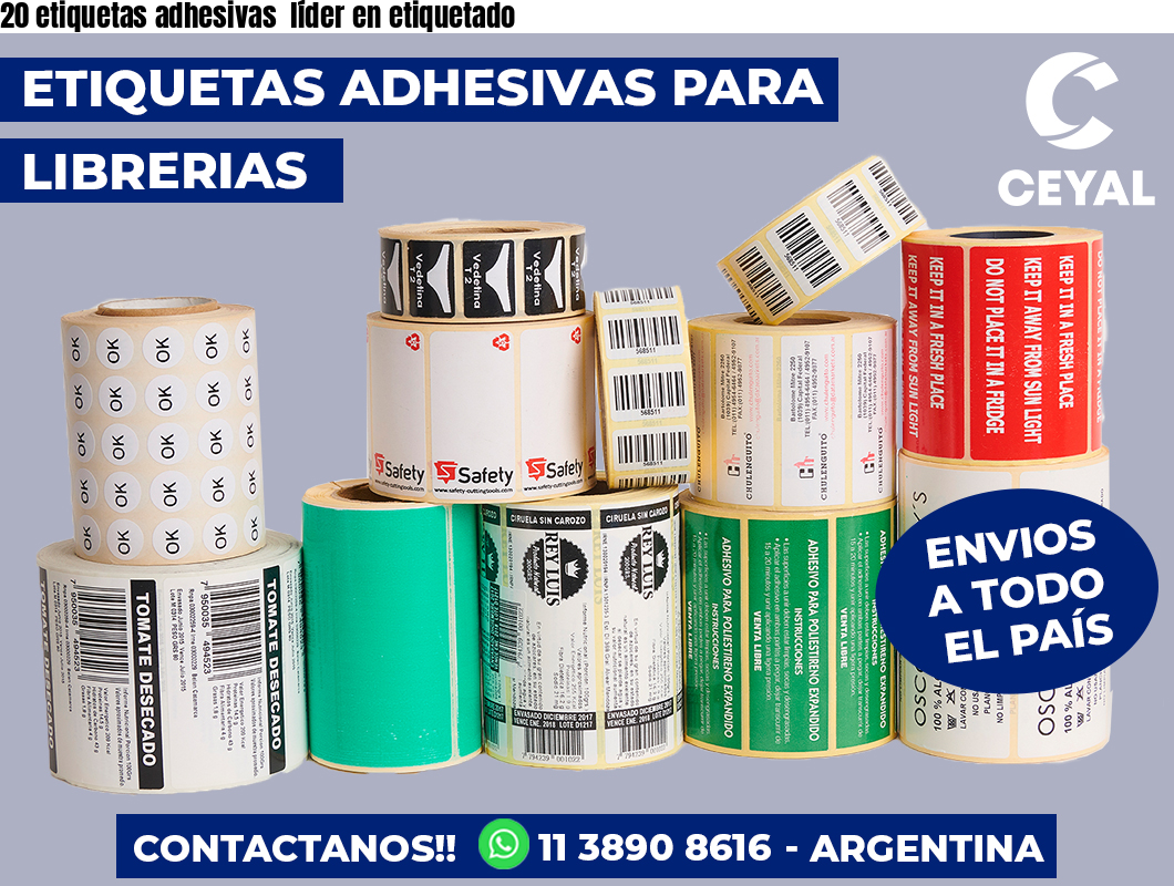 20 etiquetas adhesivas líder en etiquetado