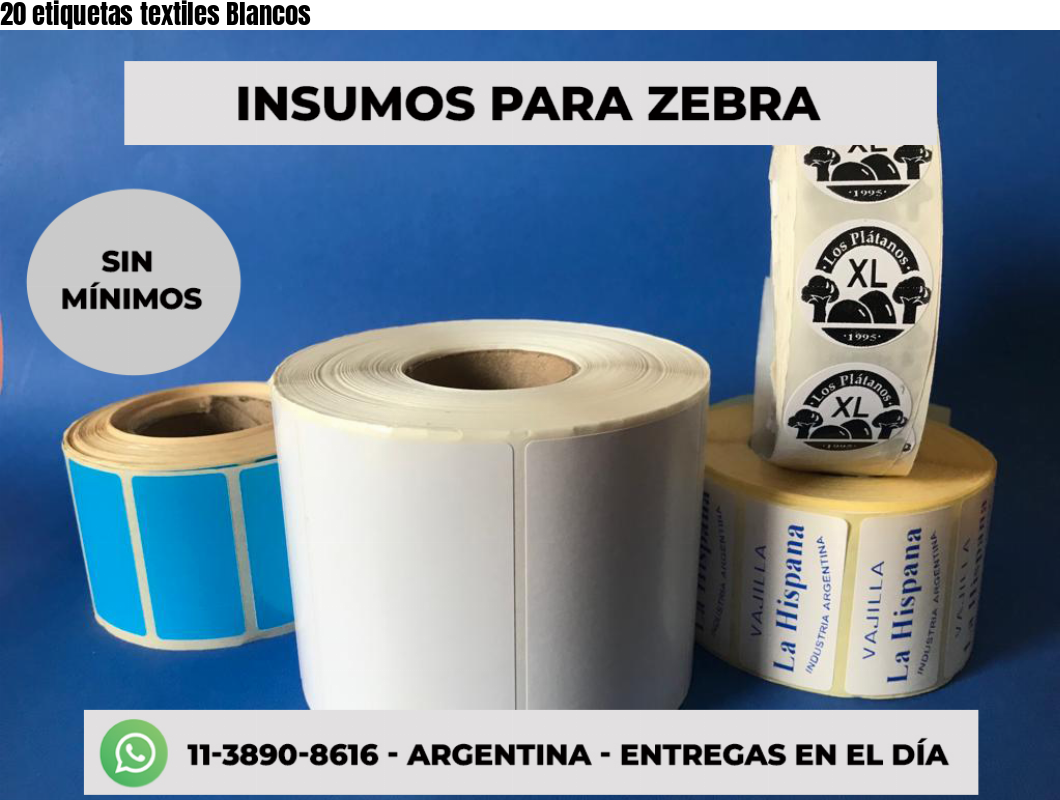 20 etiquetas textiles Blancos