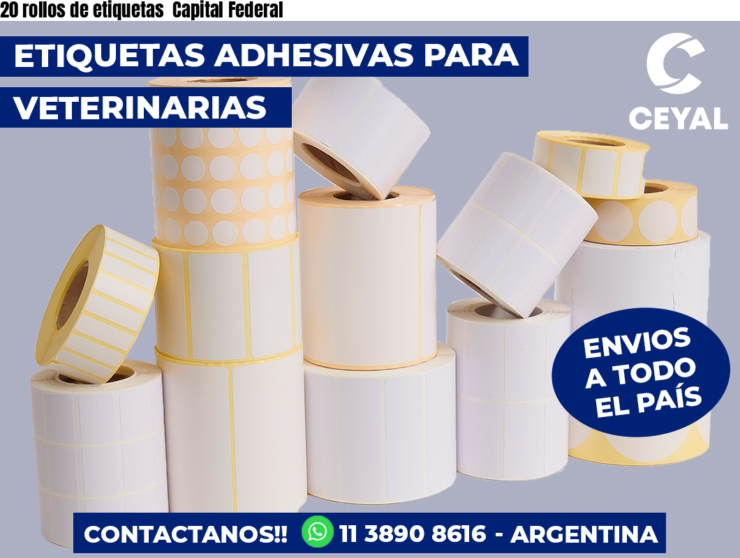 20 rollos de etiquetas Capital Federal