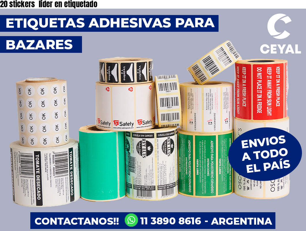 20 stickers líder en etiquetado