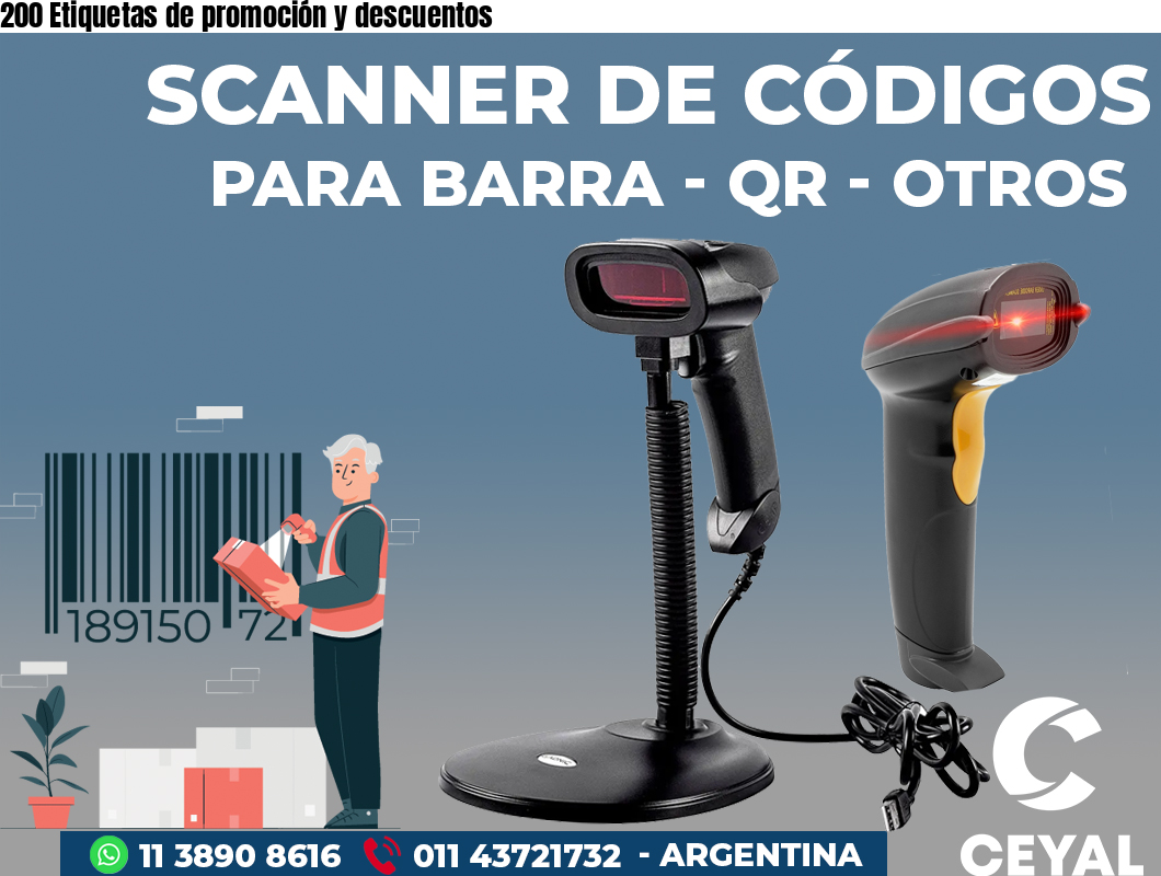 200 Etiquetas de promoción y descuentos