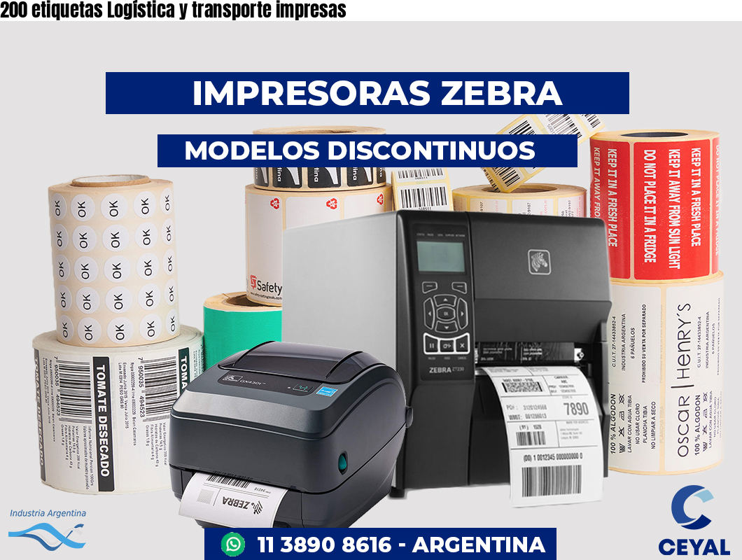 200 etiquetas Logística y transporte impresas