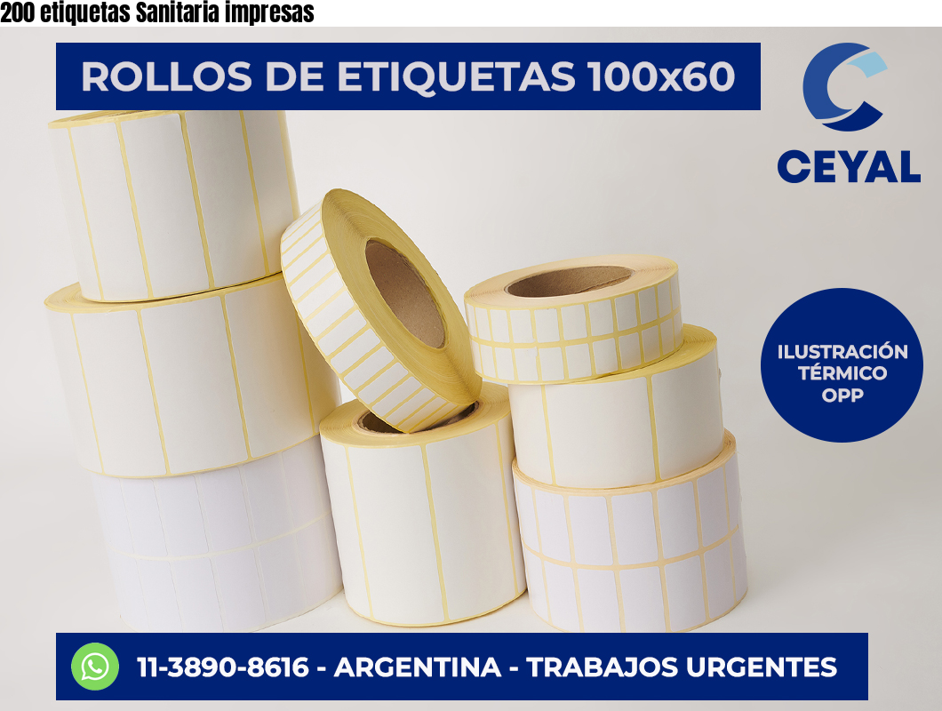 200 etiquetas Sanitaria impresas