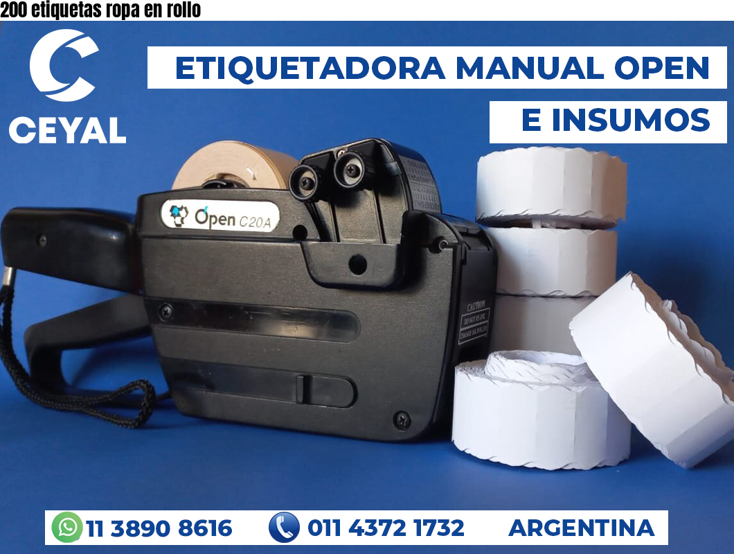 200 etiquetas ropa en rollo