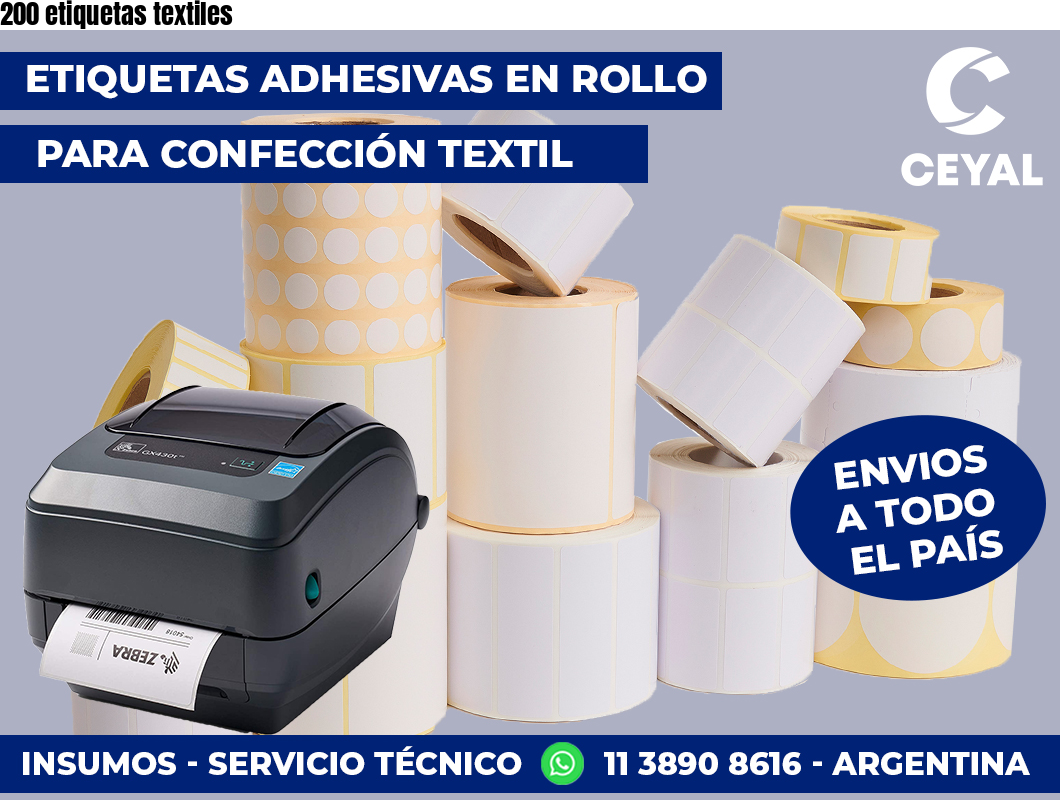200 etiquetas textiles