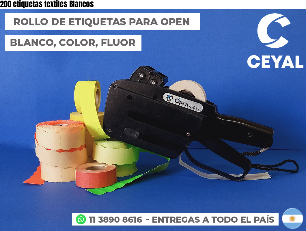 200 etiquetas textiles Blancos
