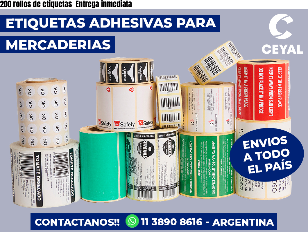200 rollos de etiquetas Entrega inmediata