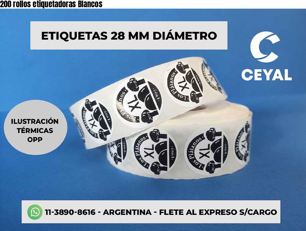 200 rollos etiquetadoras Blancos