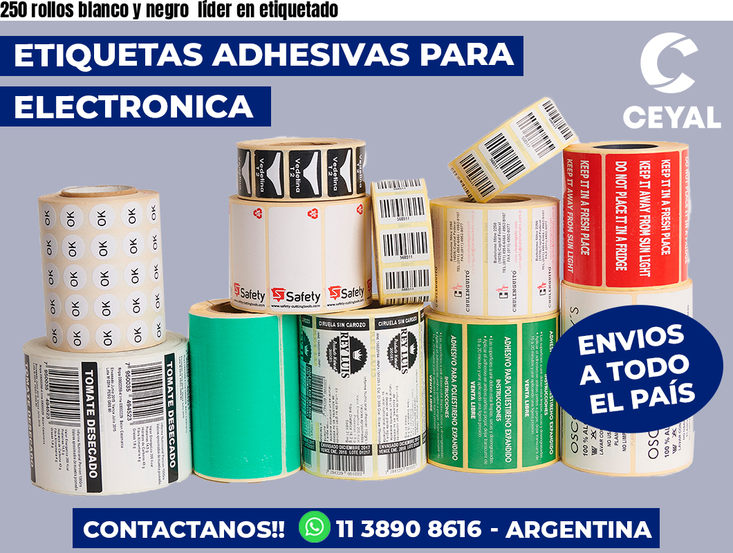250 rollos blanco y negro líder en etiquetado