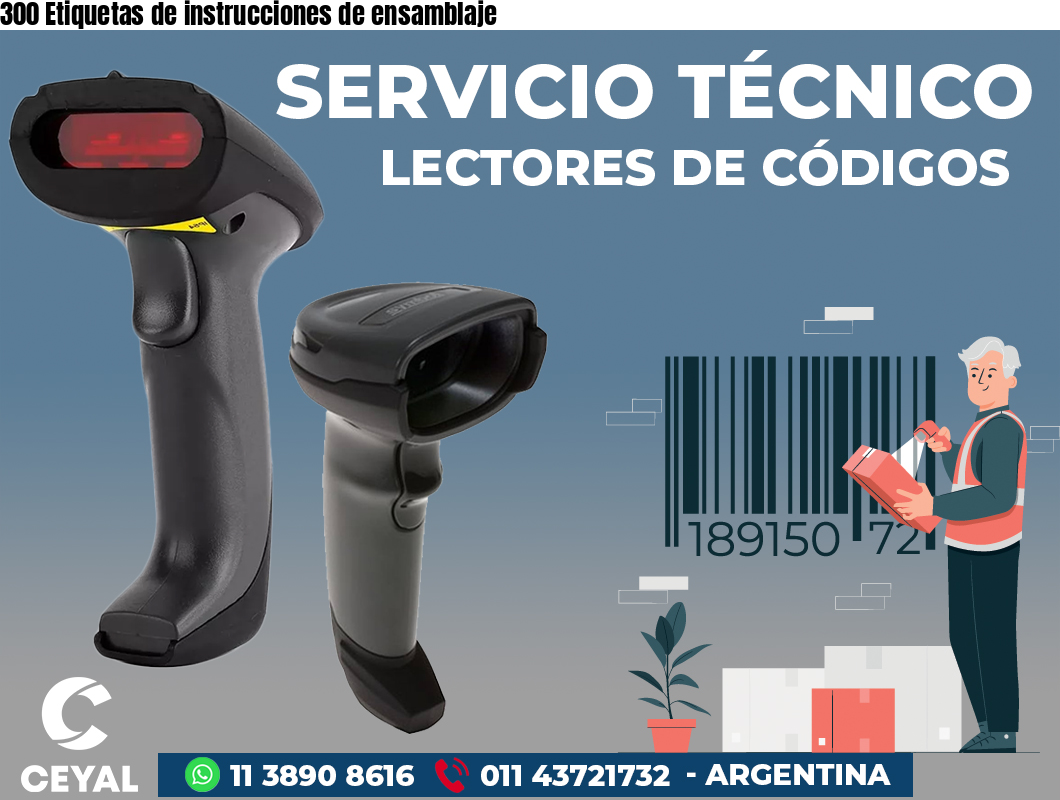300 Etiquetas de instrucciones de ensamblaje