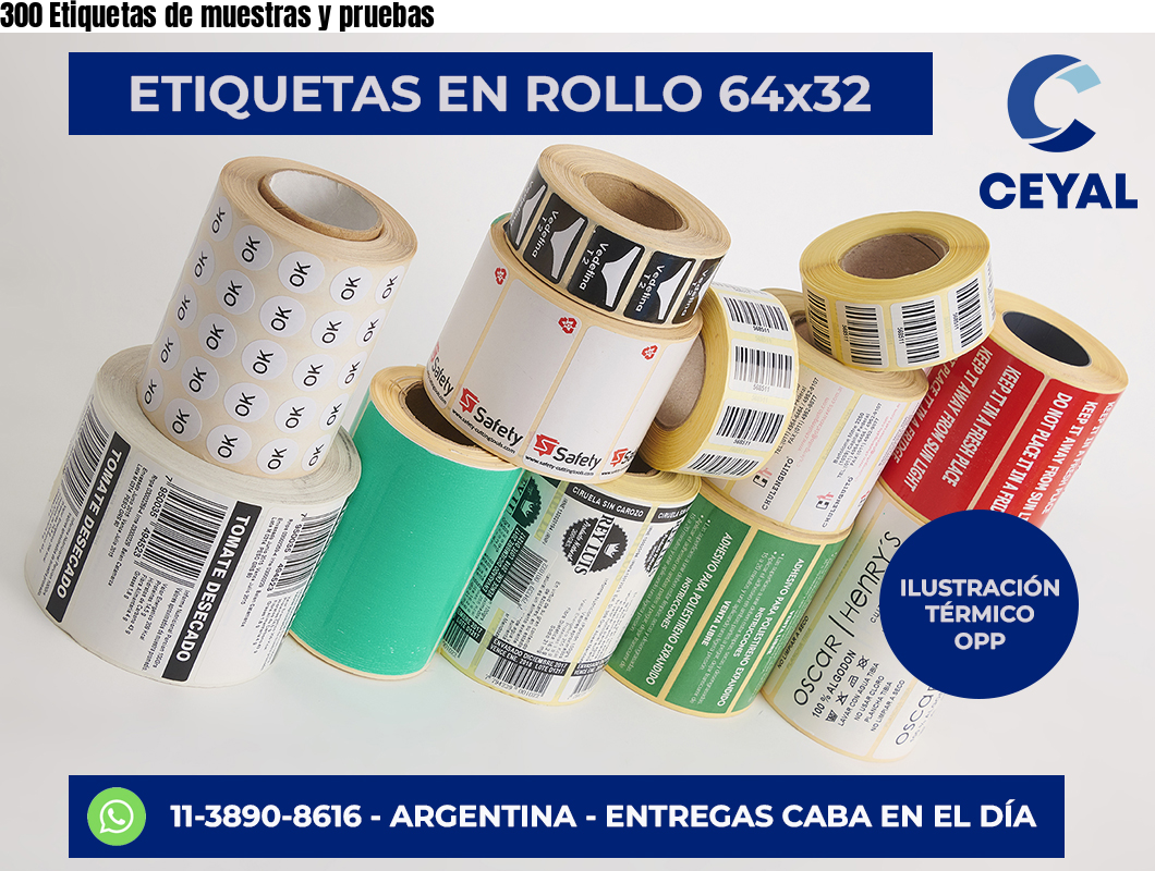 300 Etiquetas de muestras y pruebas