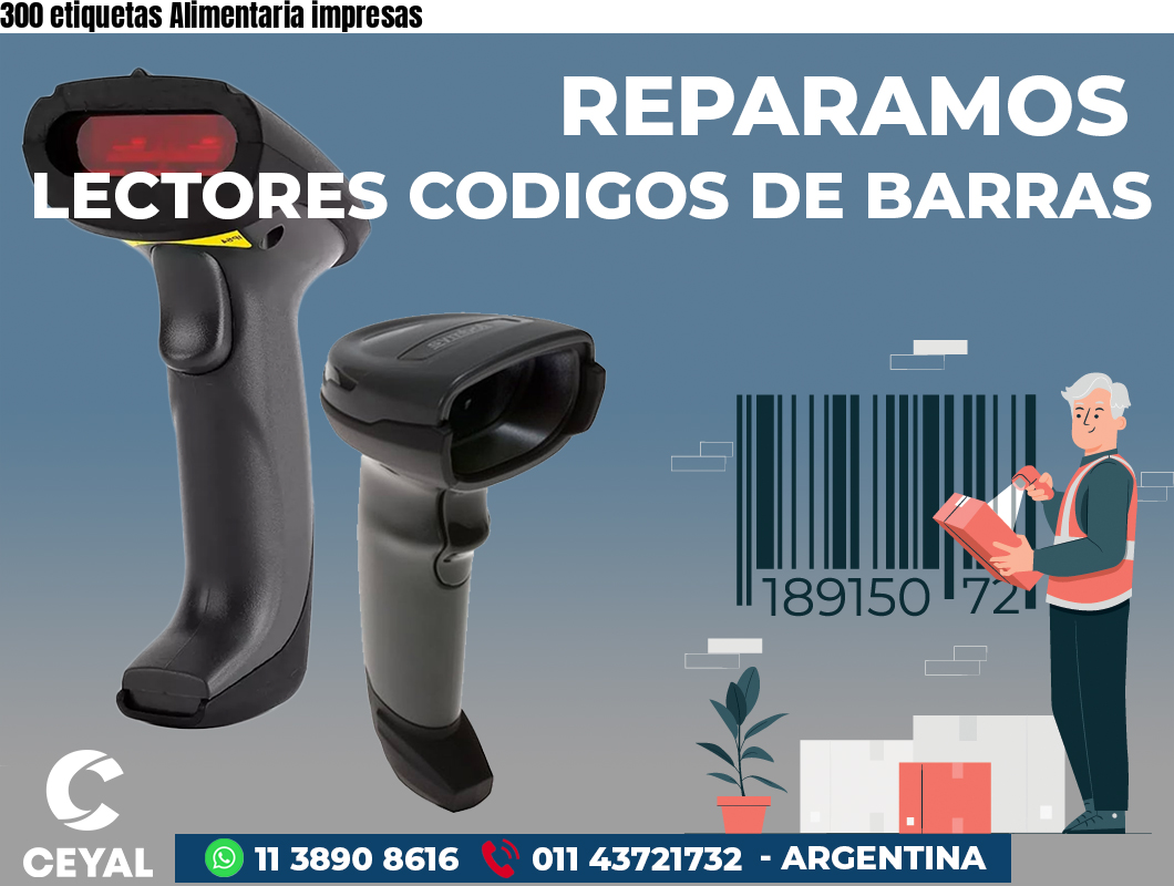 300 etiquetas Alimentaria impresas