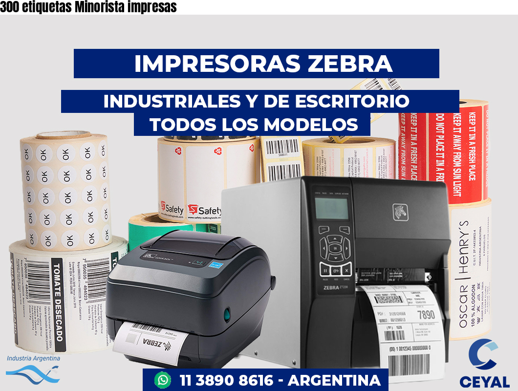 300 etiquetas Minorista impresas