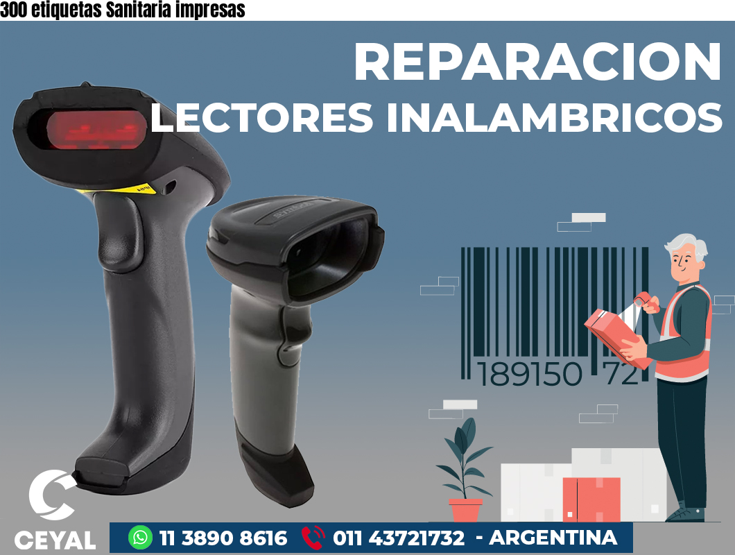 300 etiquetas Sanitaria impresas