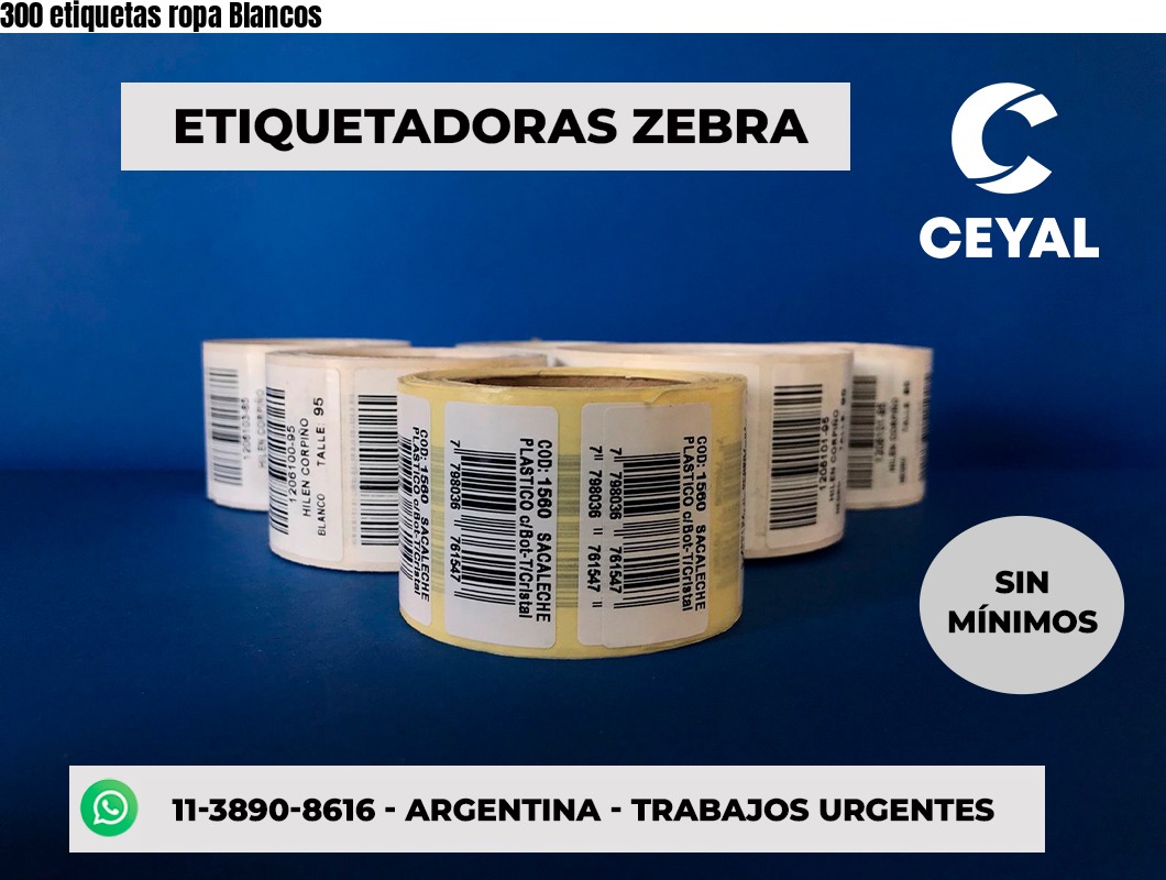 300 etiquetas ropa Blancos