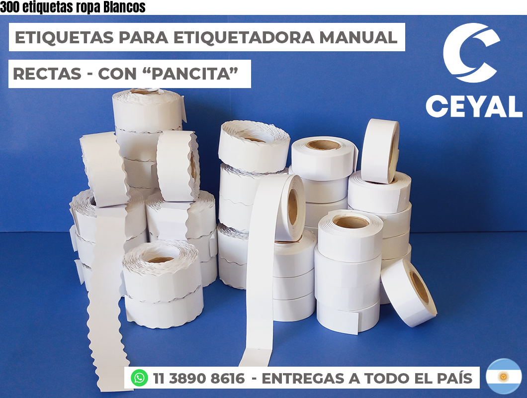 300 etiquetas ropa Blancos