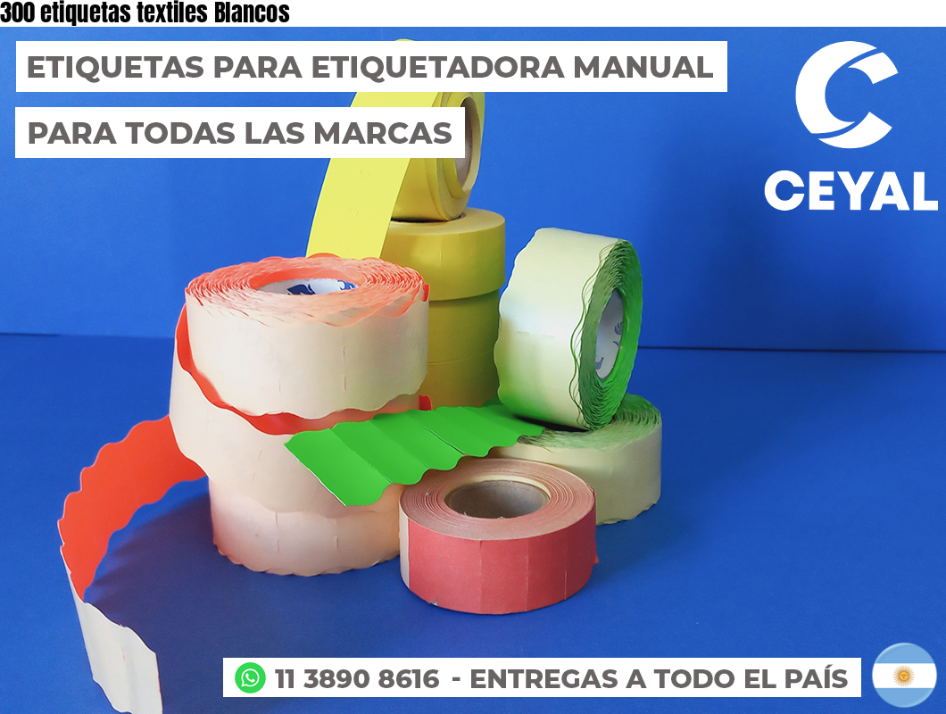 300 etiquetas textiles Blancos