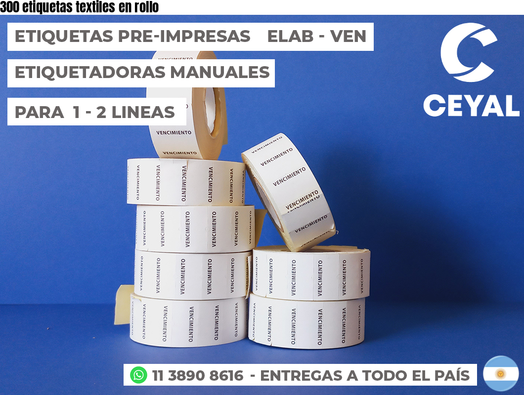 300 etiquetas textiles en rollo