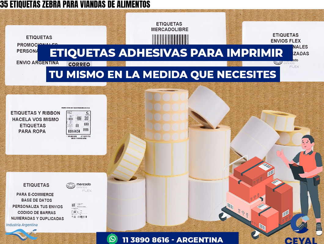 35 ETIQUETAS ZEBRA PARA VIANDAS DE ALIMENTOS