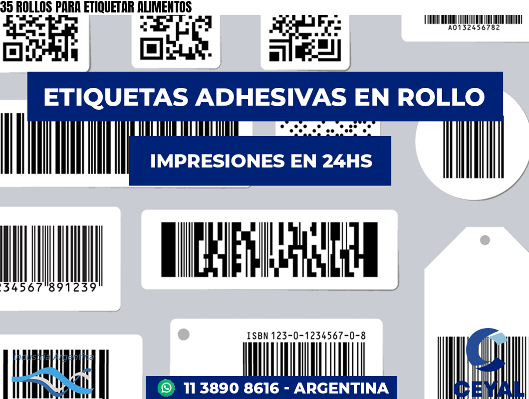 35 ROLLOS PARA ETIQUETAR ALIMENTOS