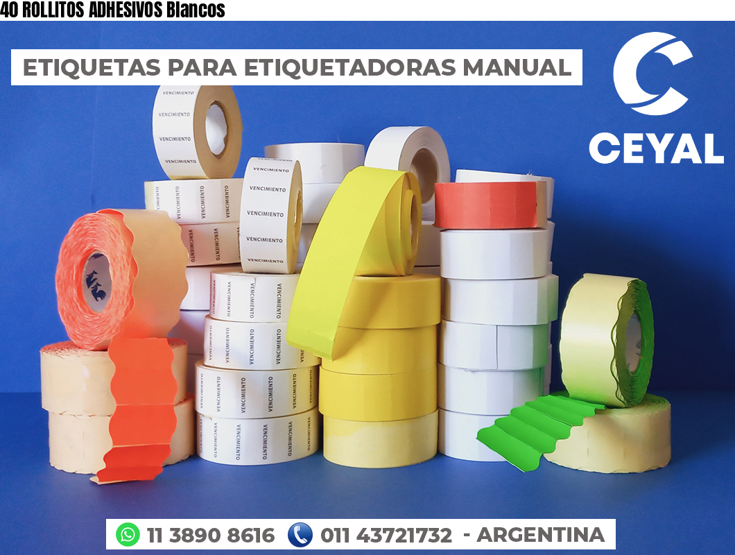 40 ROLLITOS ADHESIVOS Blancos