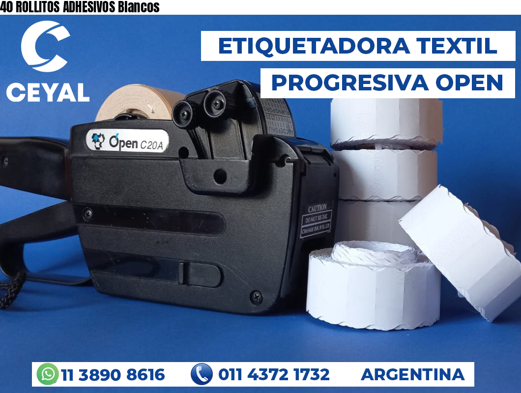 40 ROLLITOS ADHESIVOS Blancos