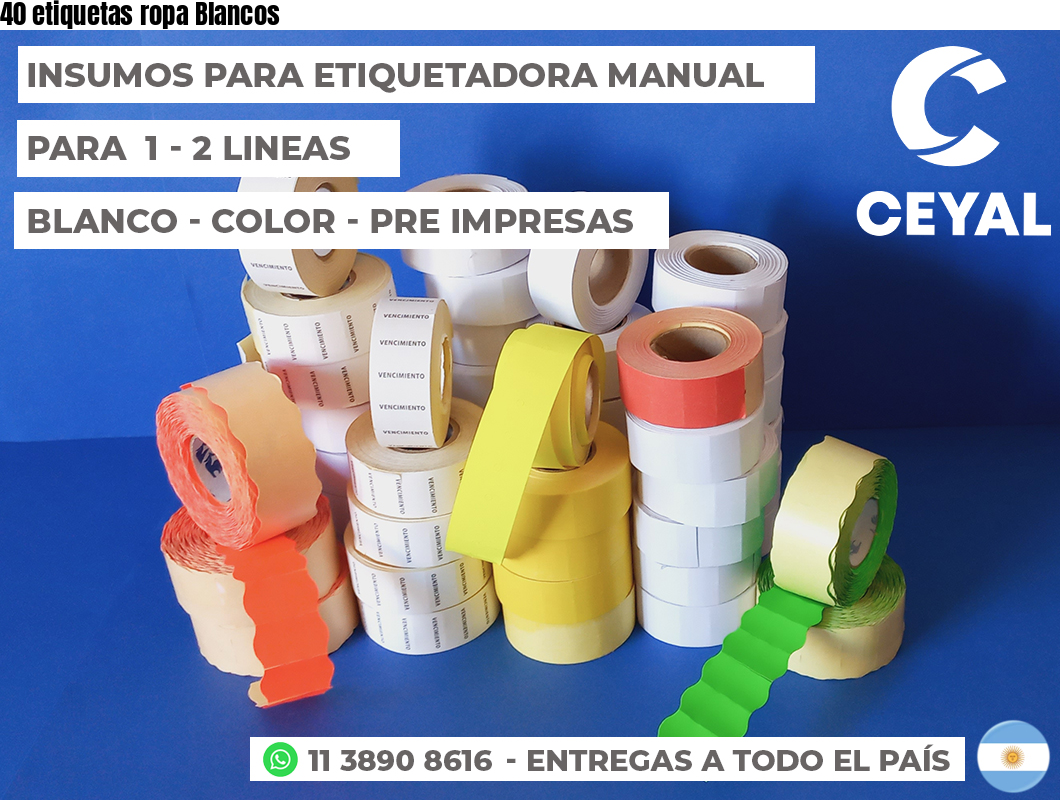 40 etiquetas ropa Blancos